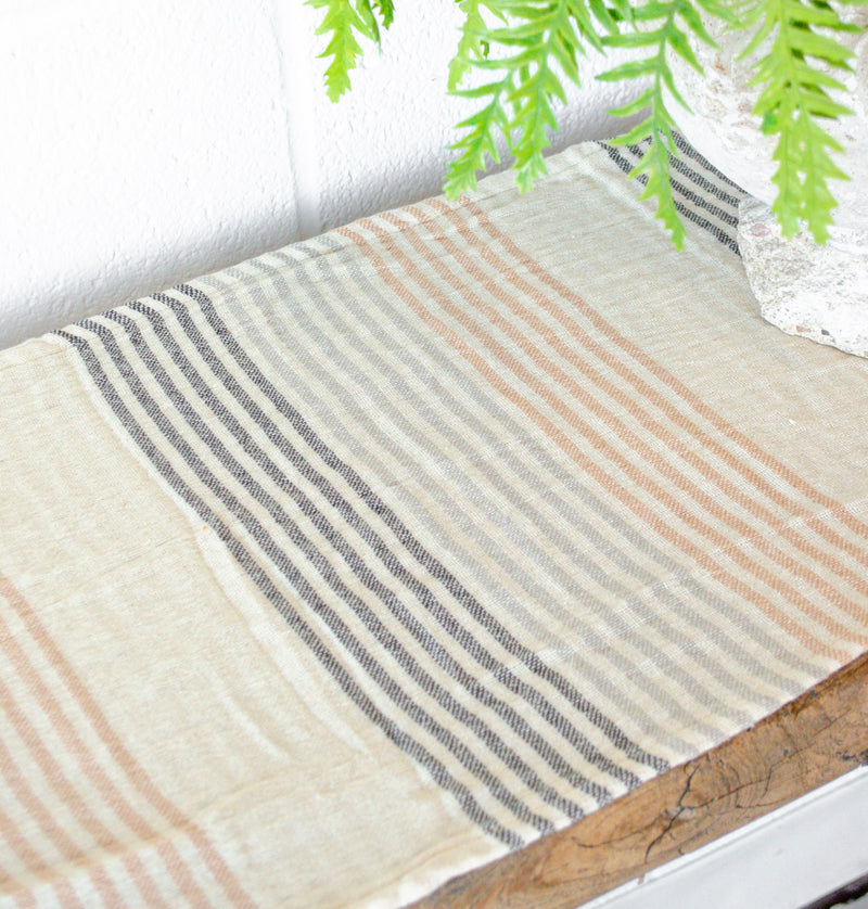 Neutral Striped Cotton Double Cloth Table Runner