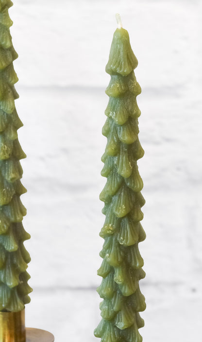 Set of 2 Christmas Tree Taper Candles