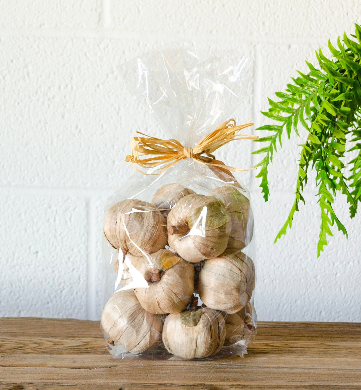 Bag of Mini Neutral Faux Pumpkins