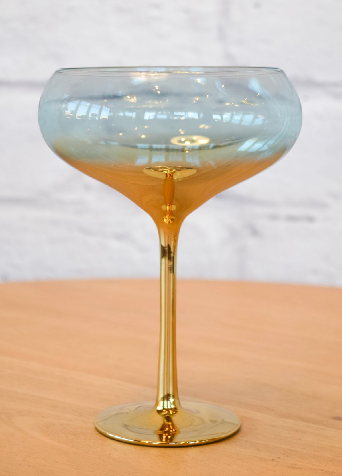 Colorful Glass Gilded Stem Coupe