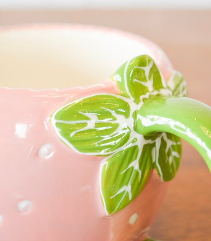 Hand-Painted Strawberry Stoneware Mug