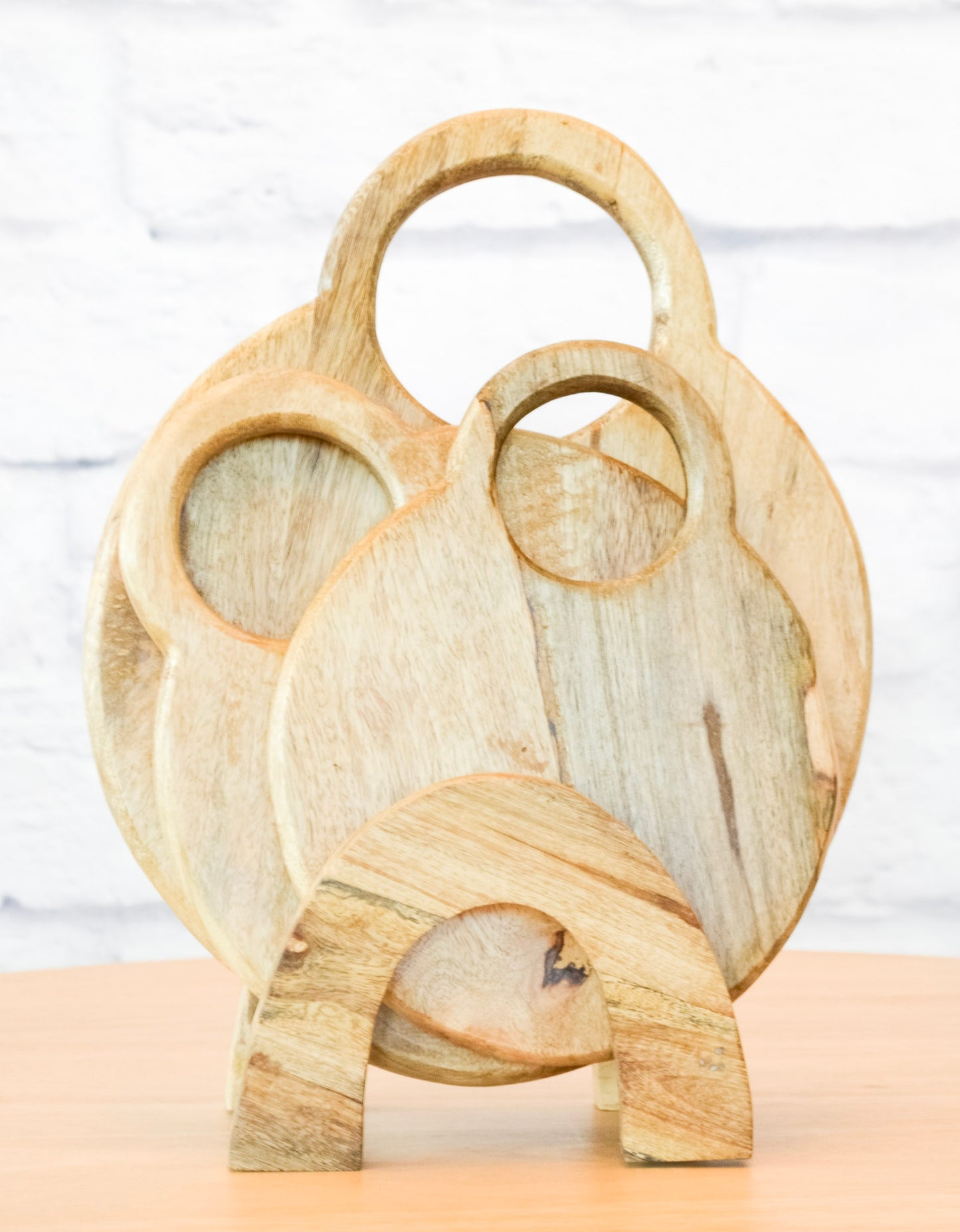 Set of 3 Mango Wood Cutting Boards w/ Stand