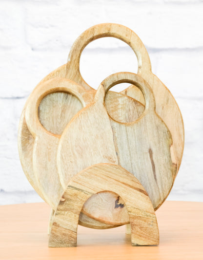 Set of 3 Mango Wood Cutting Boards w/ Stand