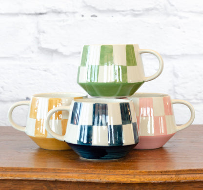 Checkered Charm Stoneware Mug