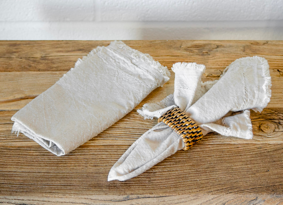 Frayed Edge Grey Napkin Set