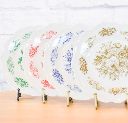 Set of 4 Toile Inspired Melamine Plates