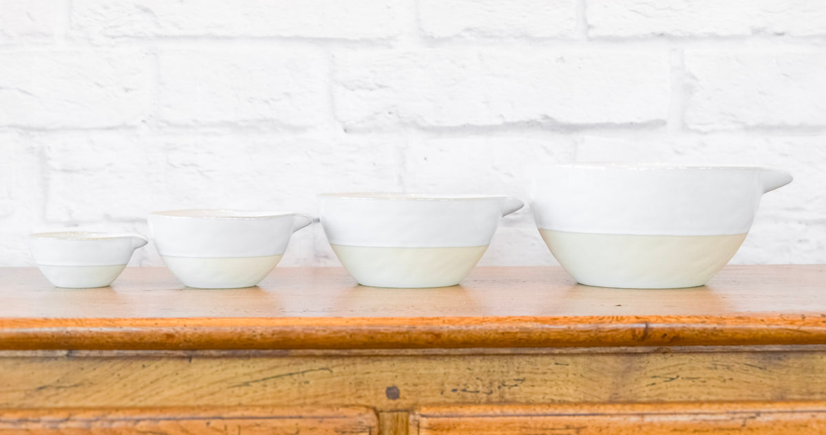 Set of 4 Neutral Stoneware Batter Bowls
