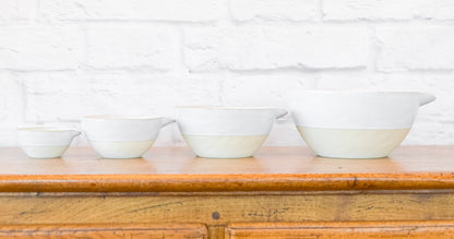 Set of 4 Neutral Stoneware Batter Bowls