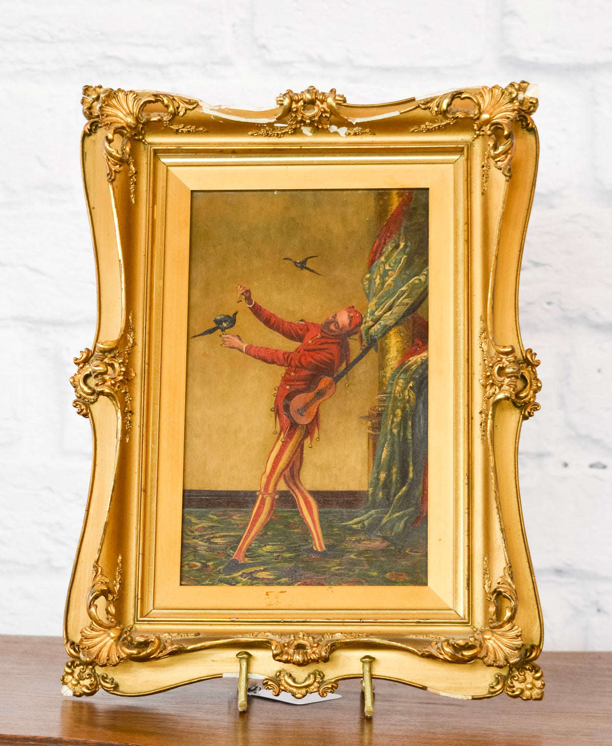 'The Court Jester and Magpie' Gilt Framed Print
