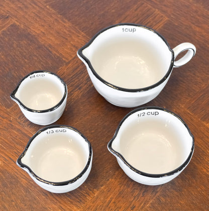 Unique Black & White Stoneware Measuring Cups