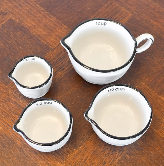 Unique Black & White Stoneware Measuring Cups