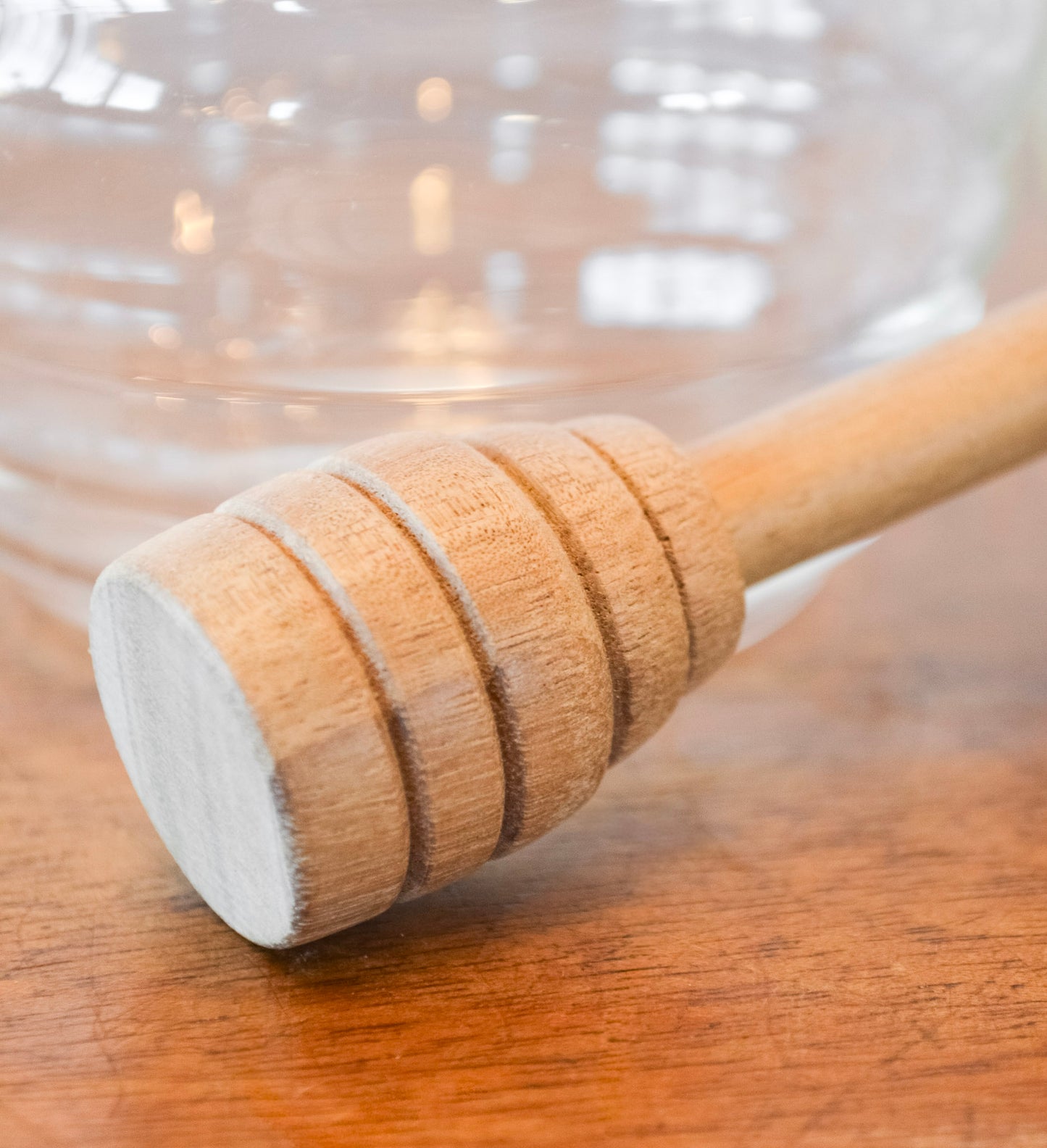 Glass Honey Pot w/ Acacia Dipper Lid
