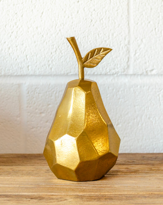 Gold Metal Pear Sculpture