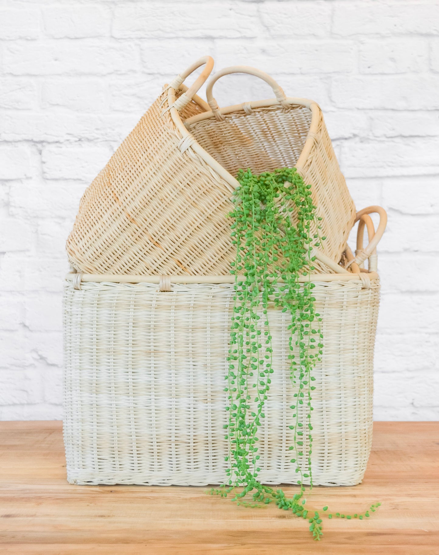 Square Rattan Basket w/ Handles