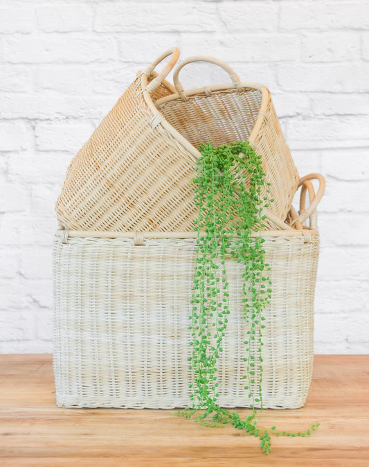 Square Rattan Basket w/ Handles