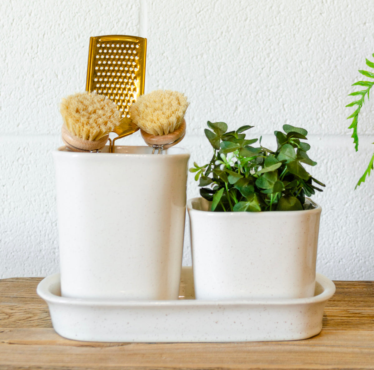 Stoneware Counter Canisters on Saucer