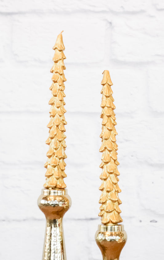 Festive Gold Tree Taper Candles