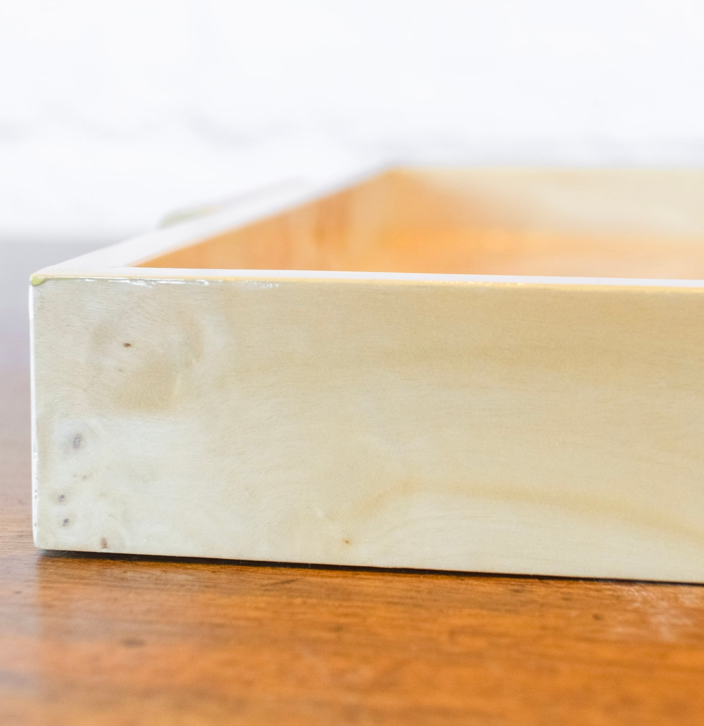 Burl Wood Veneer Handled Tray