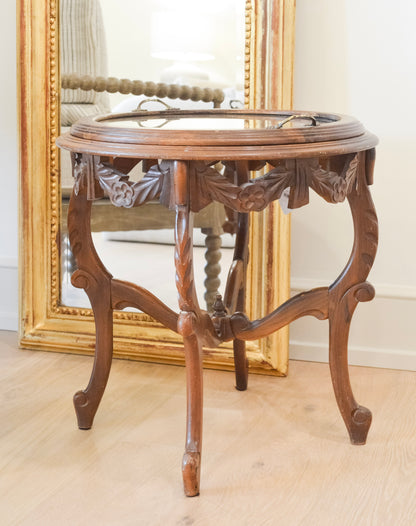 Antique Round Wooden Salon Table