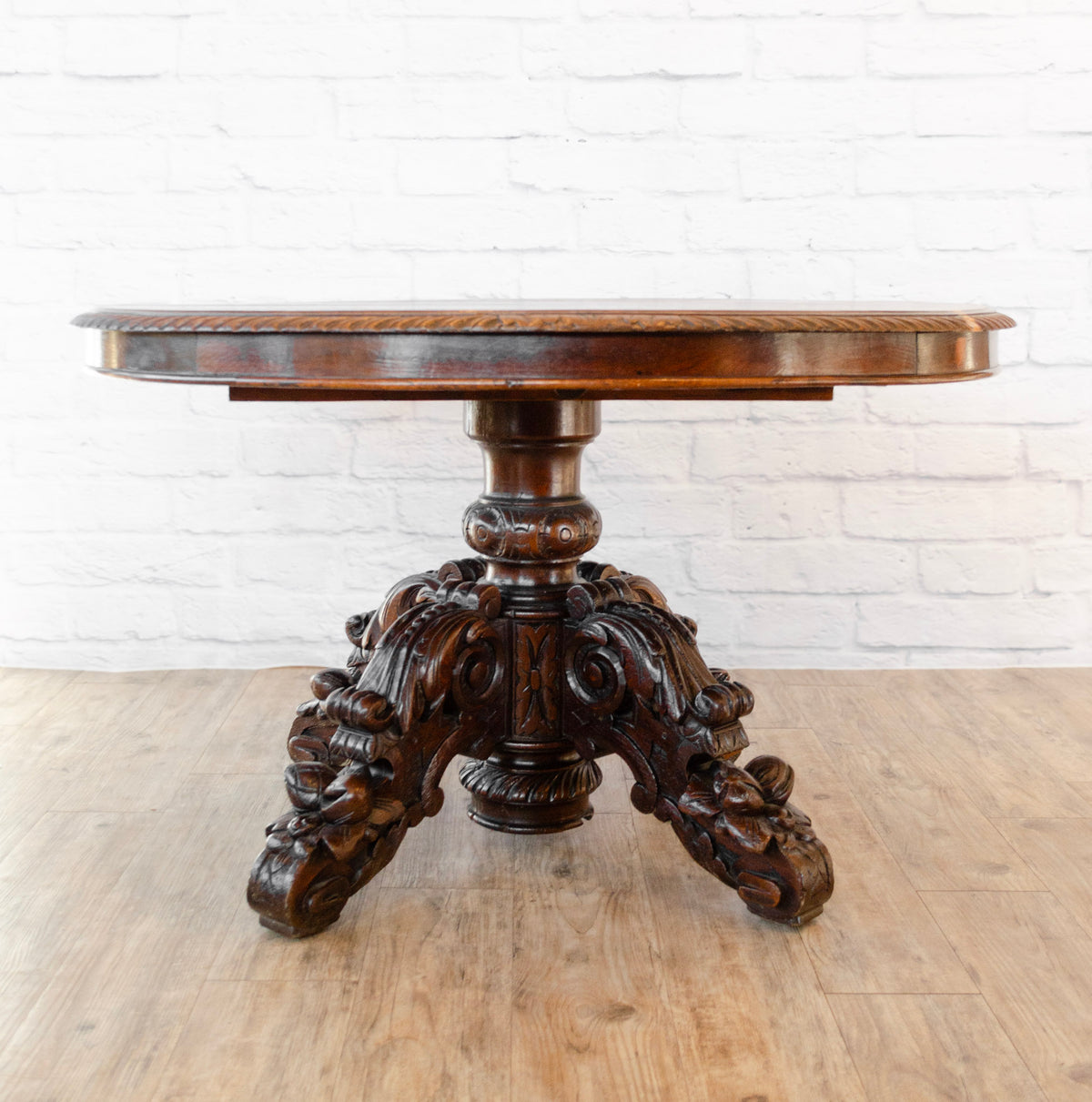 Neo-Renaissance Ornate Carved Oak Lounge Table