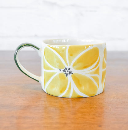 Wax Relief Flower Pattern Stoneware Mug
