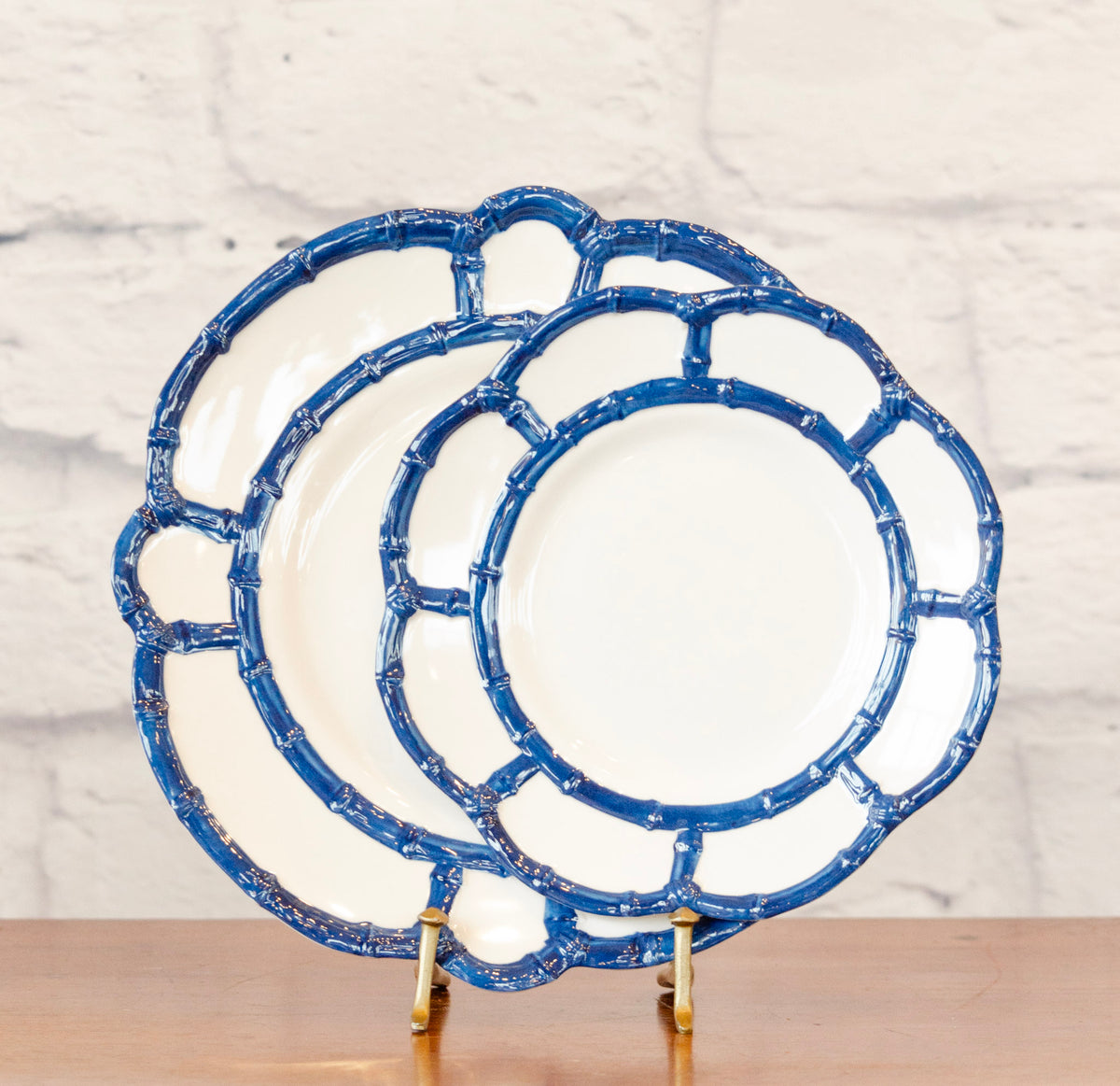 Blue Bamboo Accented Plate Set