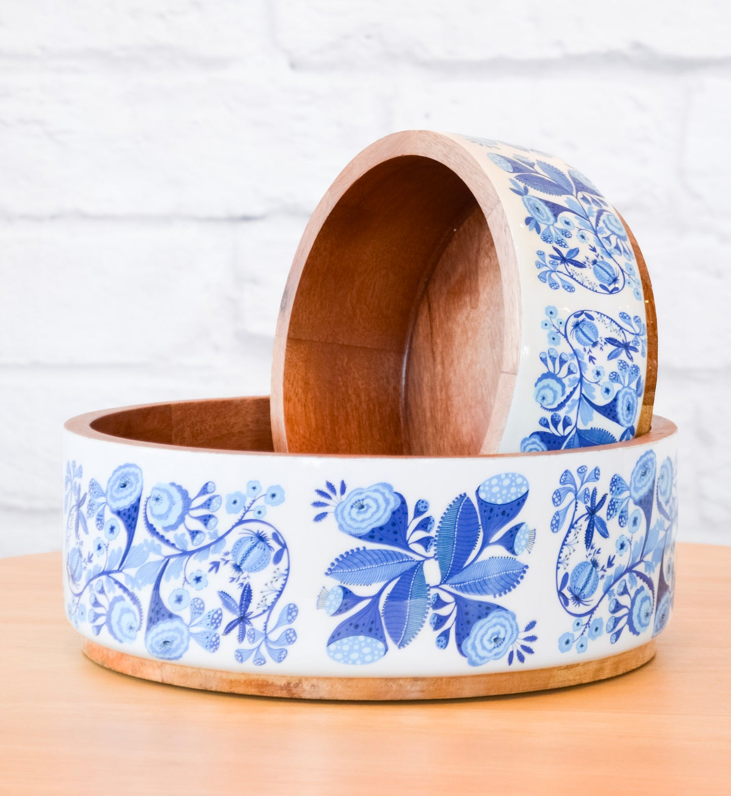 Blue Floral Low Nesting Bowls
