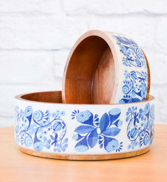 Blue Floral Low Nesting Bowls