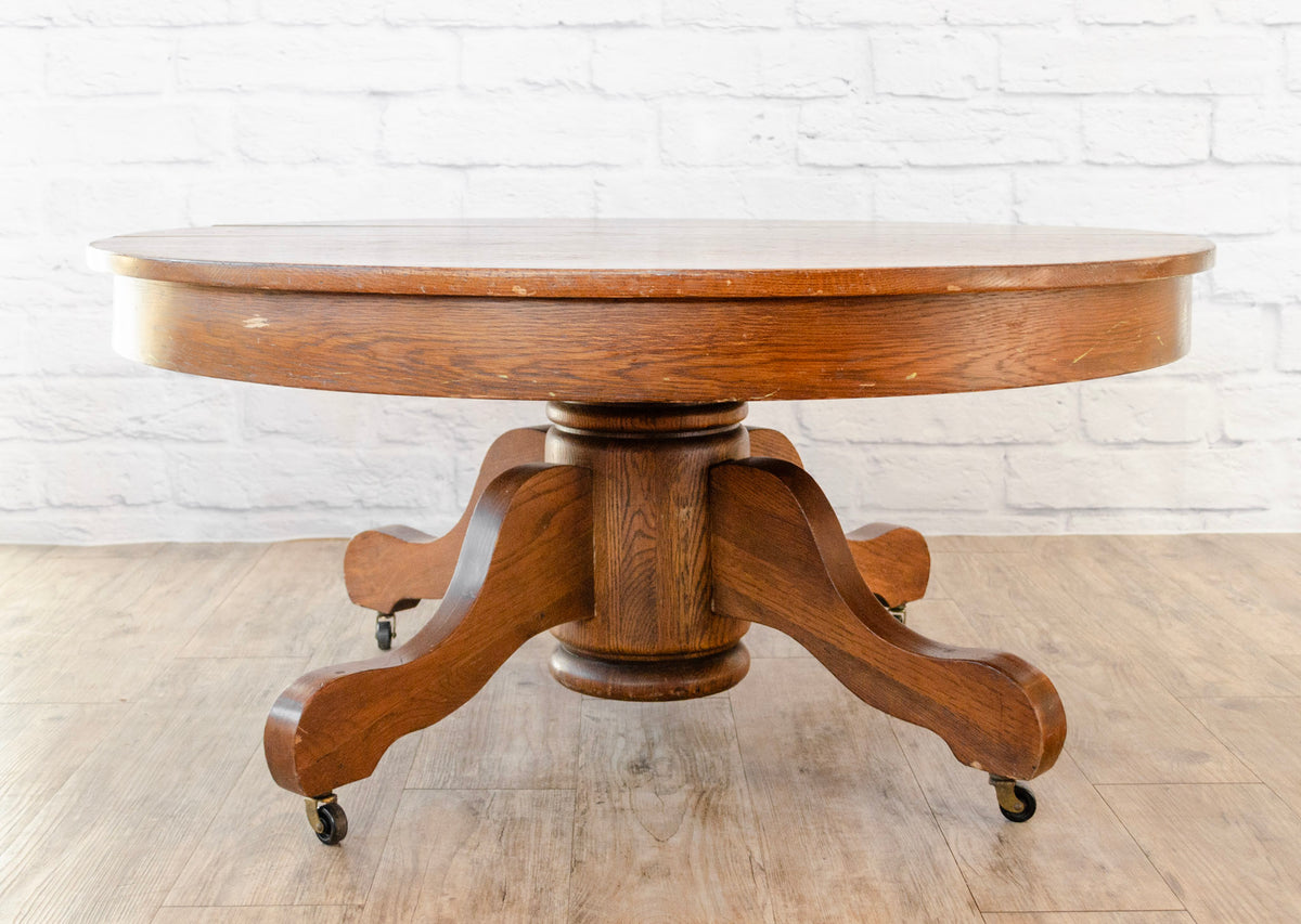 Large American Oak Round Coffee Table