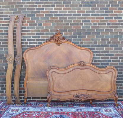 Louis XV Style Well Carved Flourish Crowned Bed