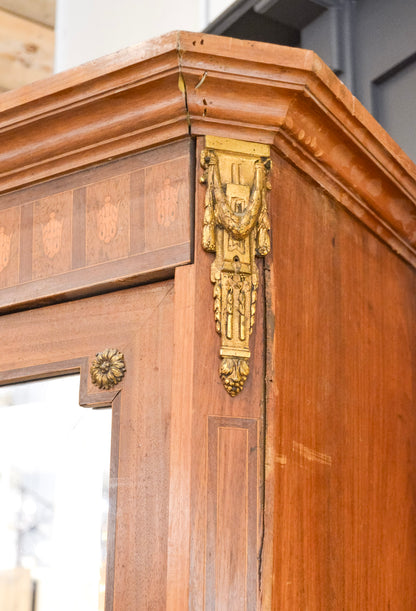 Ormolu Trimmed Antique Mirrored Armoire