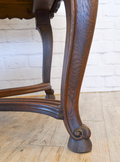 Louis XV Style Parquetry Top Hoof Foot Oak Table