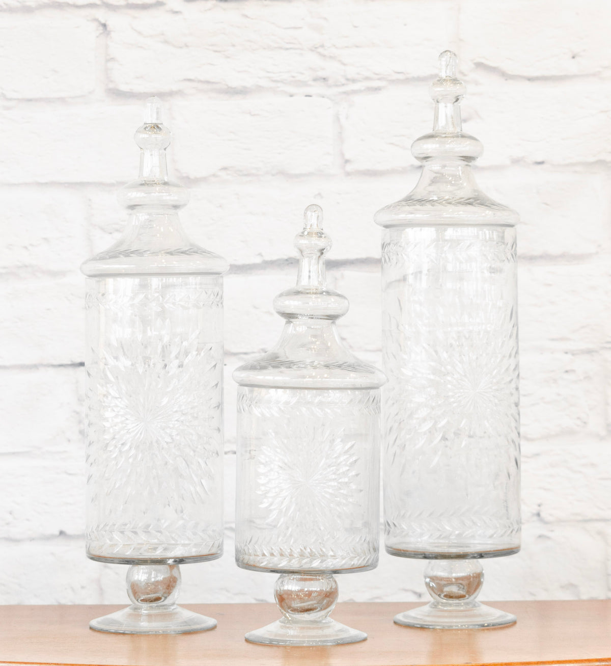 Hand-Etched Glass Apothecary Jar