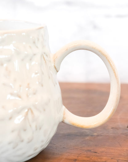 Stoneware Embossed Snowflake Mug