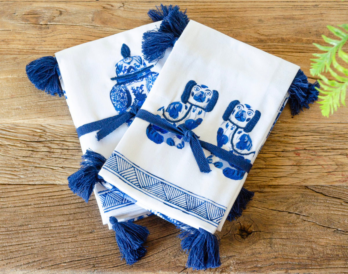 Set of 2 Chinoiserie Dish Towels