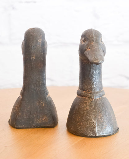 Distressed Cast Iron Duck Head Bookends