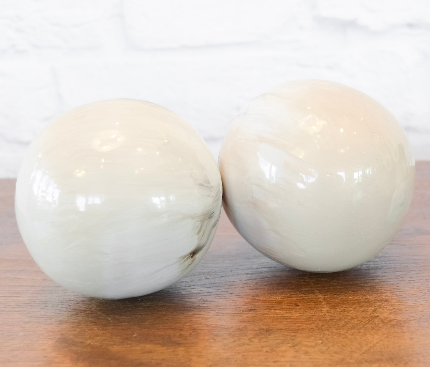 White Enameled Iron Orb