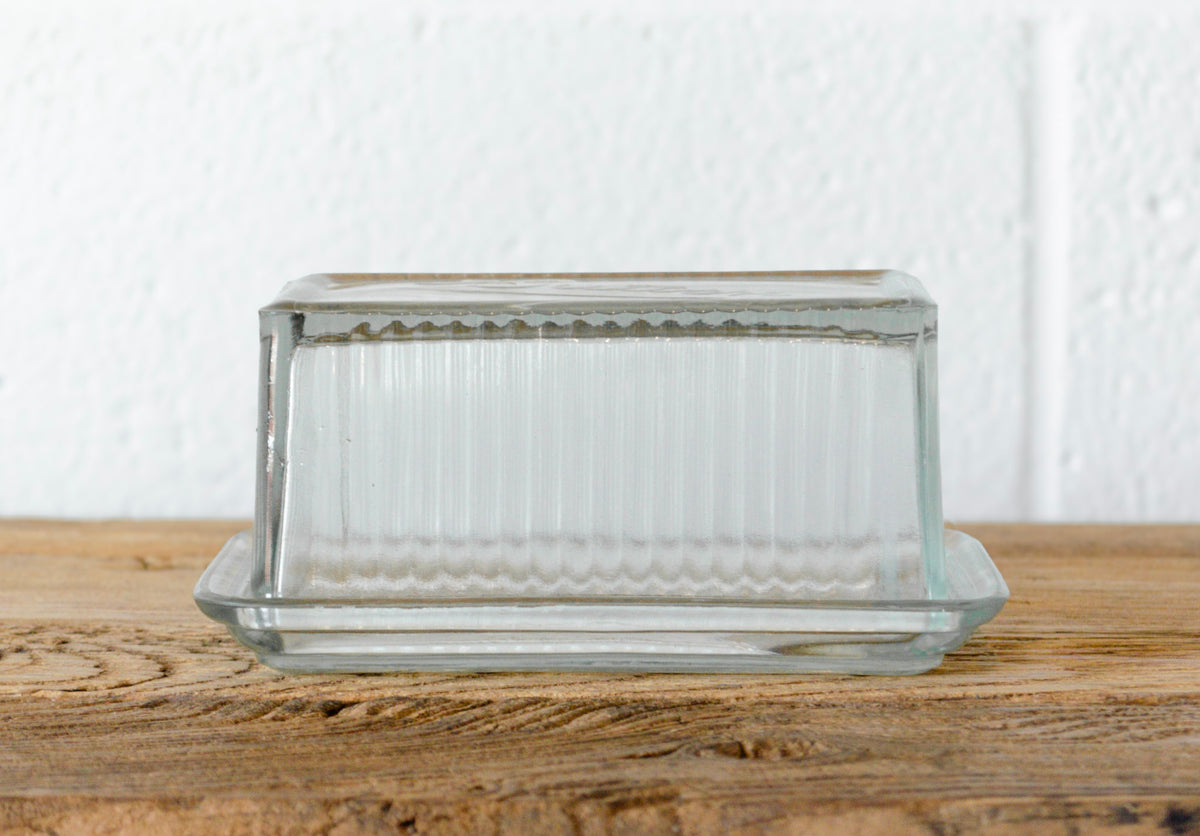 Vintage Inspired Pressed Glass Butter Dish