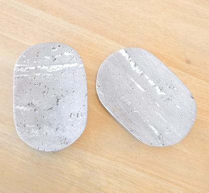 Natural Grey Travertine Soap Dish