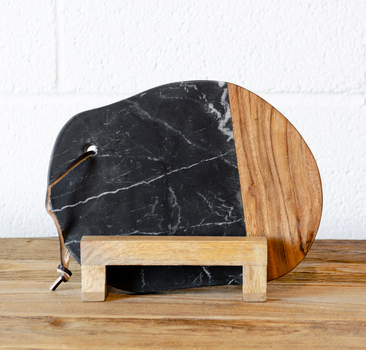 Acacia Wood & Black Marble Cheese Board