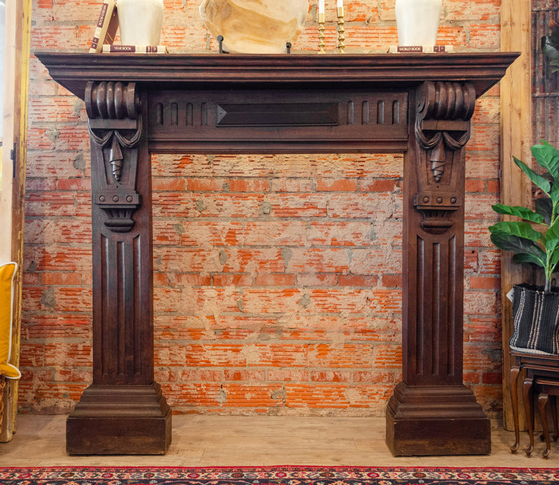 Henri II Style Oak Fireplace Mantel