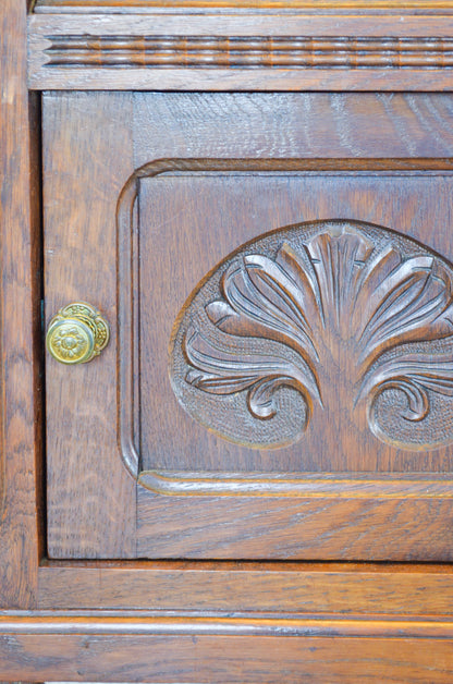 Louis XV Style Marble Top Oak Side Cabinet