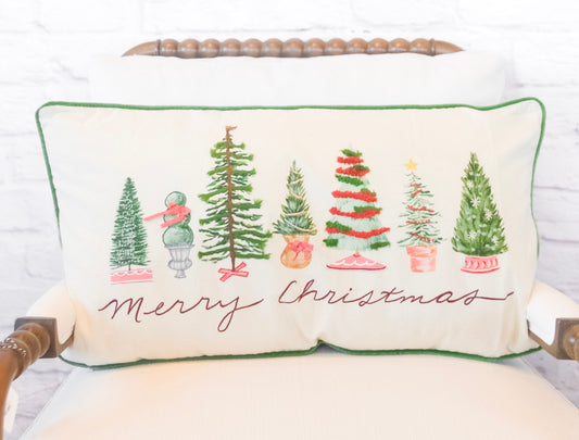 Cozy Christmas Trees Lumbar Pillow