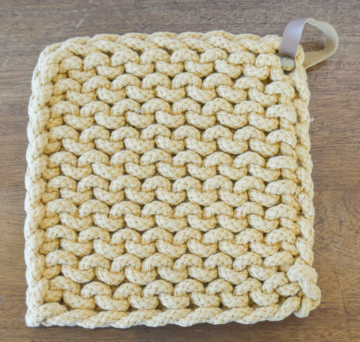 Fall Crocheted Pot Holders w/ Leather Tie