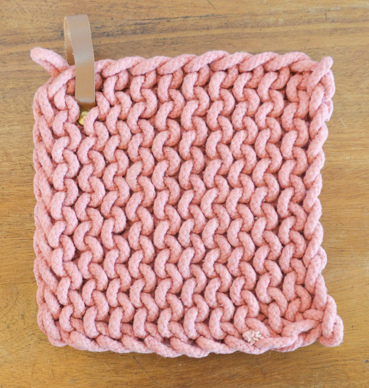 Rosewood Crochet Pot Holders w/ Leather Tie
