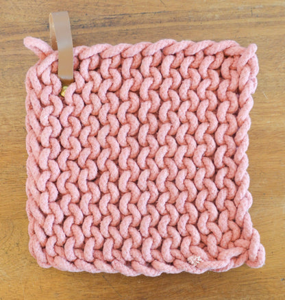 Rosewood Crochet Pot Holders w/ Leather Tie