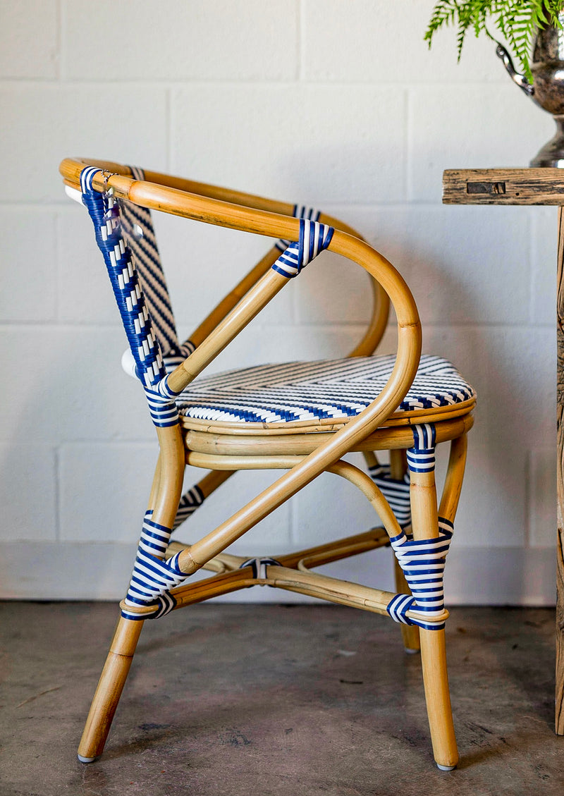 Blue & White Woven Cafe Chair