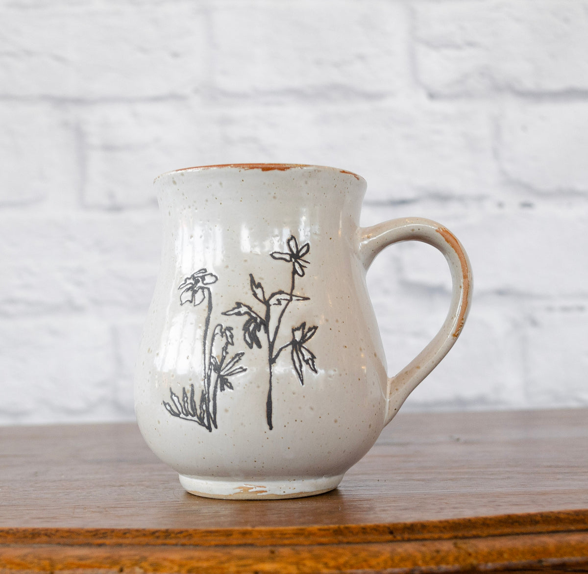 Neutral Debossed Floral Mug