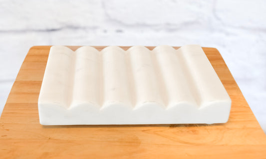 Ridged White Marble Soap Dish
