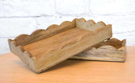 Scalloped Edge Mango Wood Tray